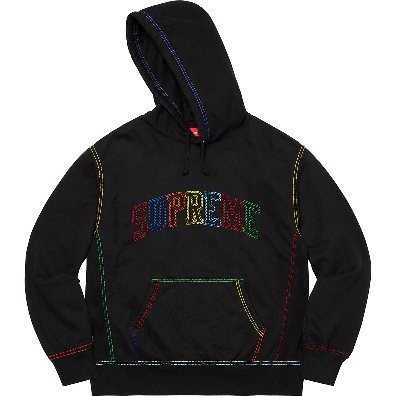 Supreme Big Stitch Hooded Sweatshirt (FW20) - Black - $158