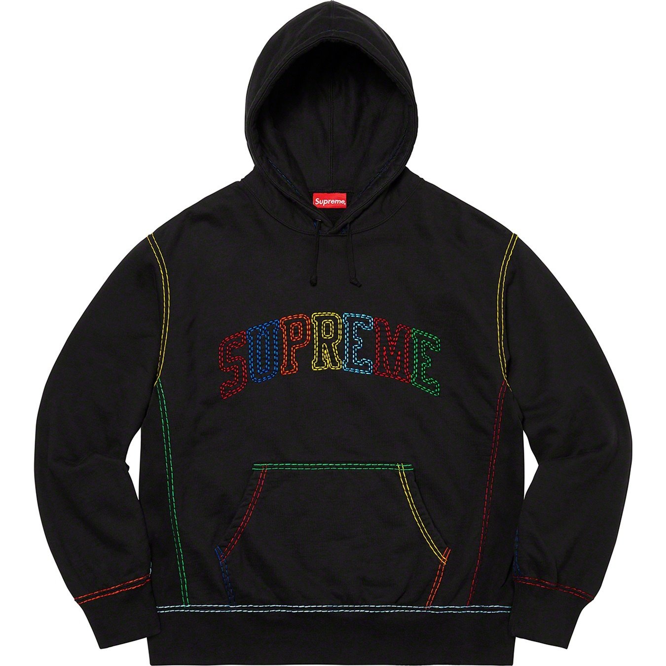 Supreme Big Stitch Hooded Sweatshirt (FW20) - Black - $158