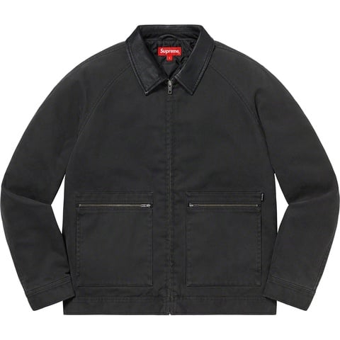 Supreme Leather Collar Work Jacket - Black