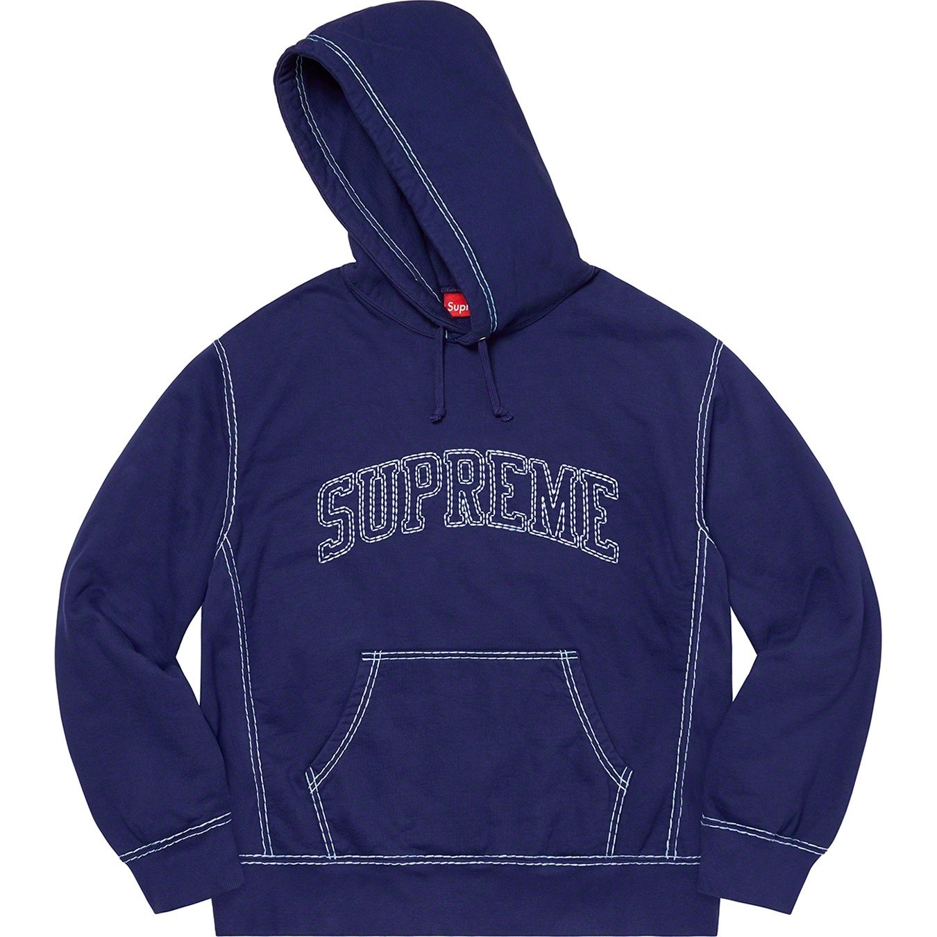 Supreme Big Stitch Hooded Sweatshirt (FW20) - Dark Royal - $158