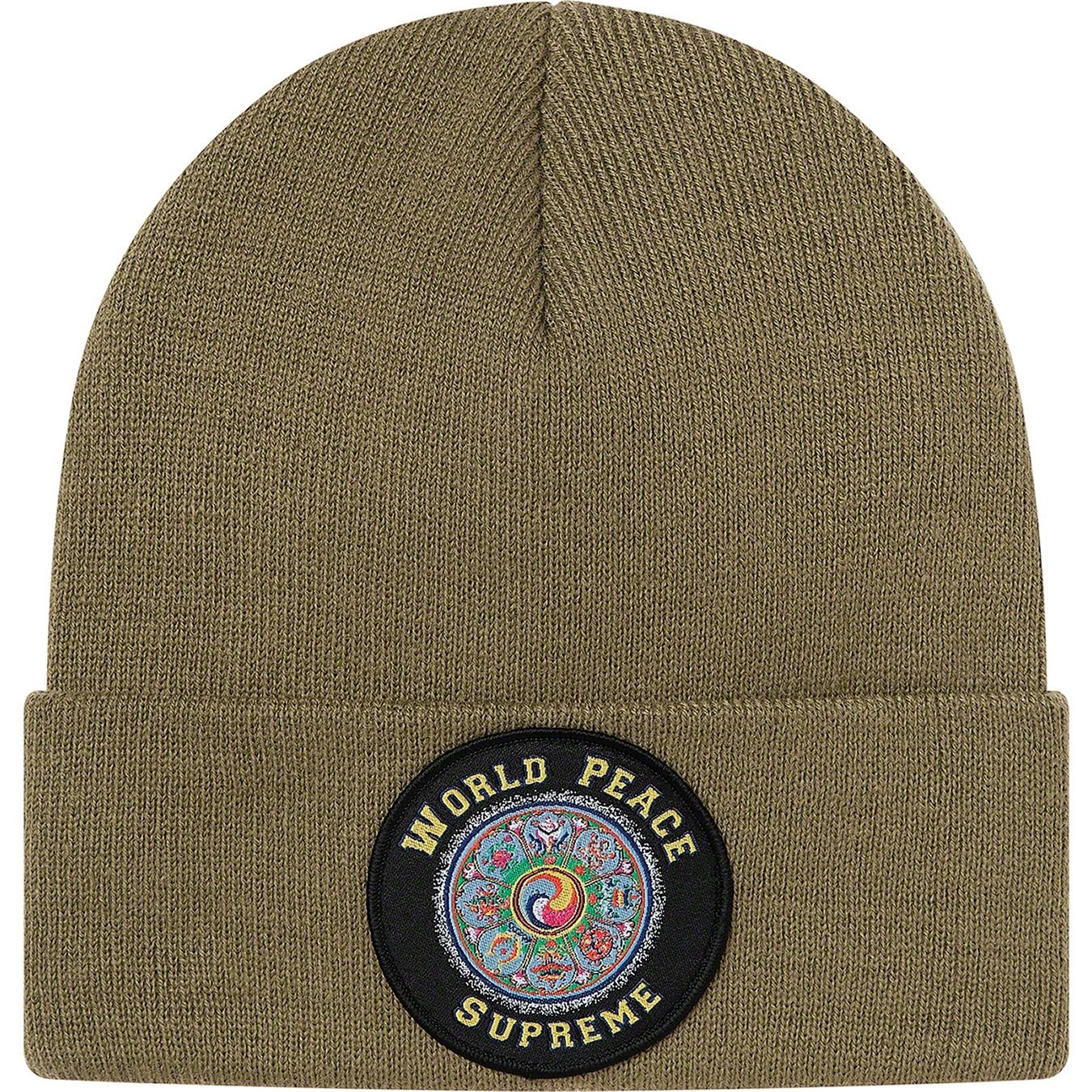 Supreme World Peace Beanie (FW20) - Light Olive - $36