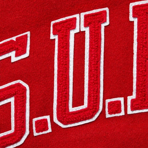 Supreme King Hooded Varsity Jacket - Red