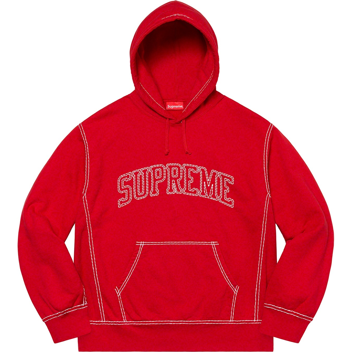 Supreme Big Stitch Hooded Sweatshirt (FW20) - Red - $158