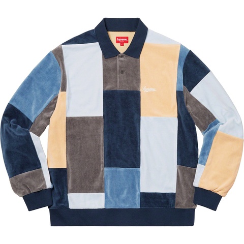 トップス SUPREME 20FW/PATCHWORK VELOUR POLO Patchwork Velour L/S Polo - fall/winter 2020 - Supreme