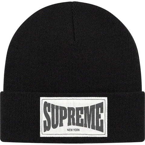 Supreme Woven Label Beanie - Black