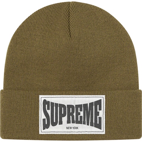 Supreme Woven Label Beanie - Olive