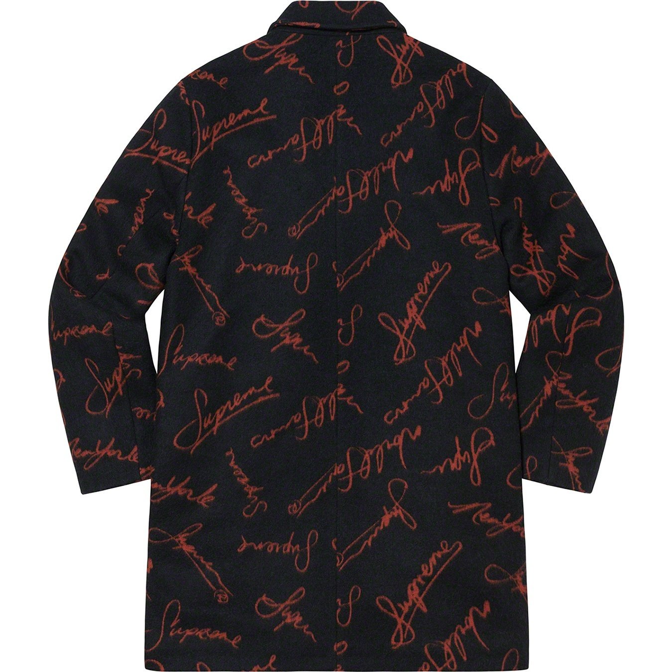 Supreme Script Logos Wool Overcoat (FW20) - Black - $558
