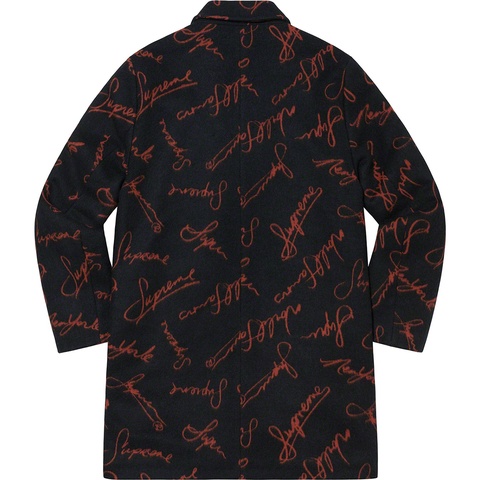 Supreme Script Logos Wool Overcoat - Black