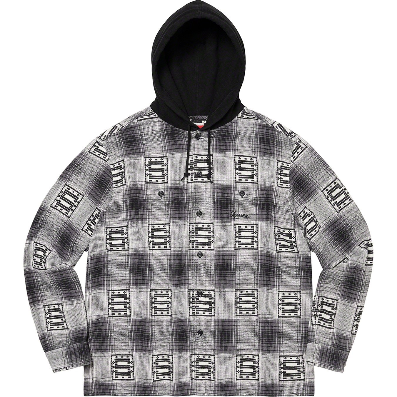 Supreme Hooded Shadow Plaid Shirt (FW20) - Dusty Black - $138