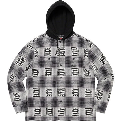 Supreme Hooded Shadow Plaid Shirt - Dusty Black