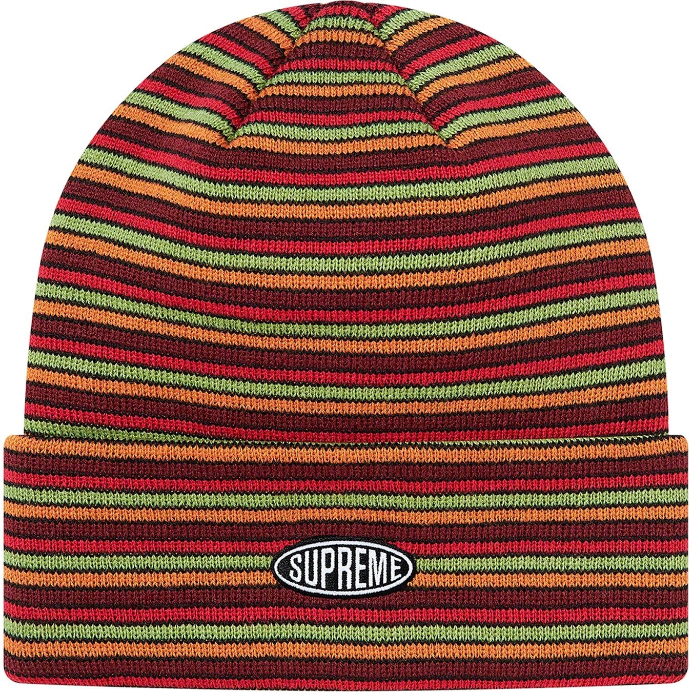 Supreme Multi Stripe Beanie (FW20) - Red - $36