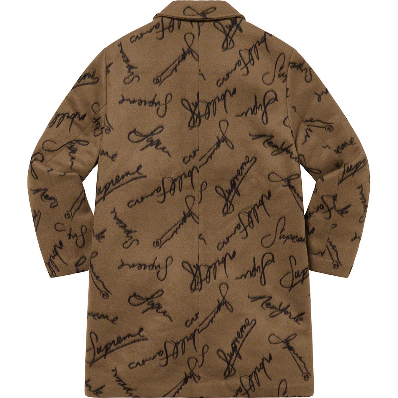 Supreme Script Logos Wool Overcoat (FW20) - Tan - $558