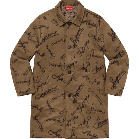 Supreme Script Logos Wool Overcoat - Tan
