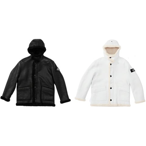 Supreme®/Stone Island® Hand-Painted Hooded Shearling Jacket - Supreme