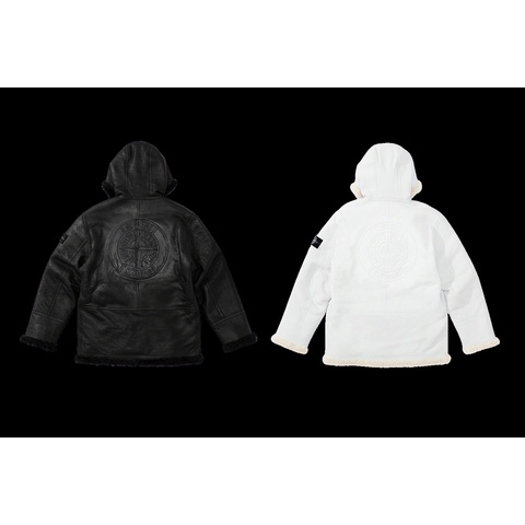 Supreme®/Stone Island® Hand-Painted Hooded Shearling Jacket - Supreme