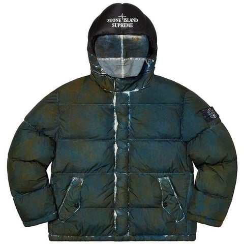 Supreme®/Stone Island® Painted Camo Crinkle Down Jacket - Supreme