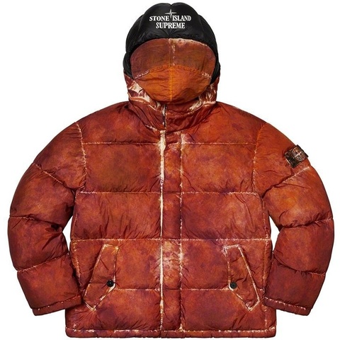 Supreme®/Stone Island® Painted Camo Crinkle Down Jacket - Supreme