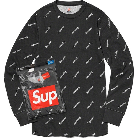 Supreme Supreme®/Hanes® Thermal Crew (1 Pack) - Black Logos