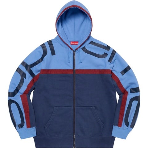 Big Logo Paneled Zip Up Hooded Sweatshirt - Supreme