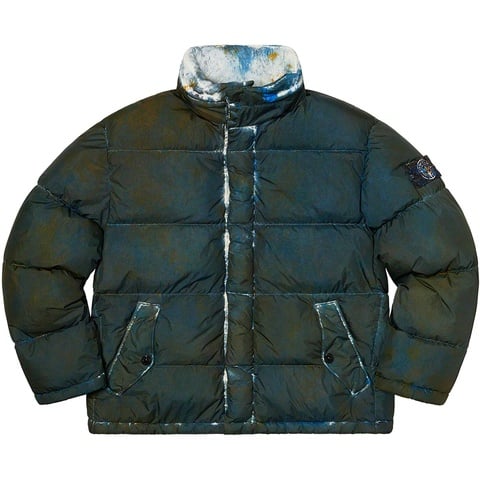 Supreme Supreme®/Stone Island® Painted Camo Crinkle Down Jacket - Dark Teal