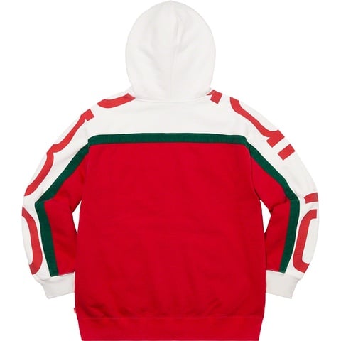 Supreme Big Logo Paneled Zip Up Hooded Sweatshirt - Red