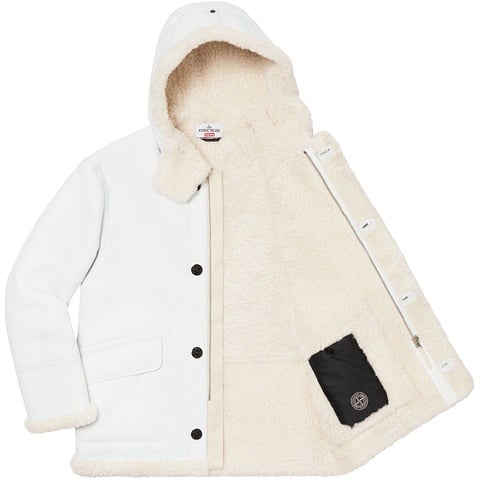 Supreme Supreme®/Stone Island® Hand-Painted Hooded Shearling Jacket - White