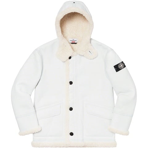 Supreme Supreme®/Stone Island® Hand-Painted Hooded Shearling Jacket - White