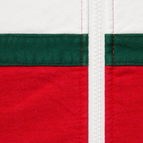 Supreme Big Logo Paneled Zip Up Hooded Sweatshirt - Red