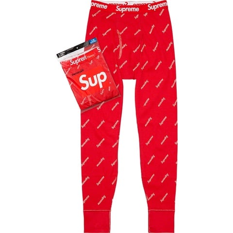 Supreme Supreme®/Hanes® Thermal Pant (1 Pack) - Red Logos