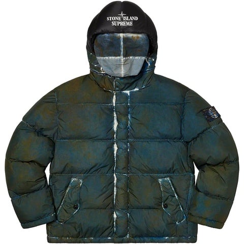 Supreme®/Stone Island® Painted Camo Crinkle Down Jacket - Supreme