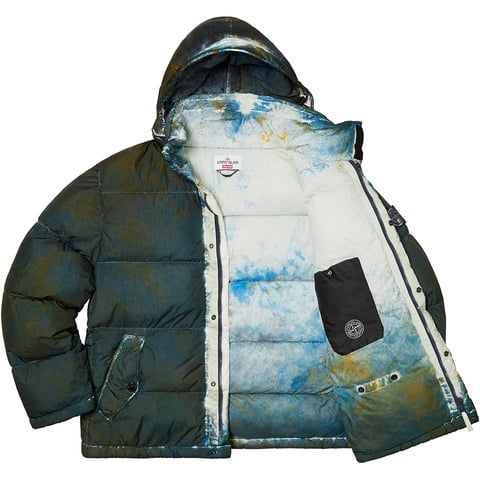 Supreme®/Stone Island® Painted Camo Crinkle Down Jacket - Supreme