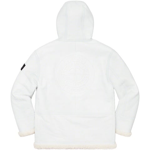 Supreme Supreme®/Stone Island® Hand-Painted Hooded Shearling Jacket - White