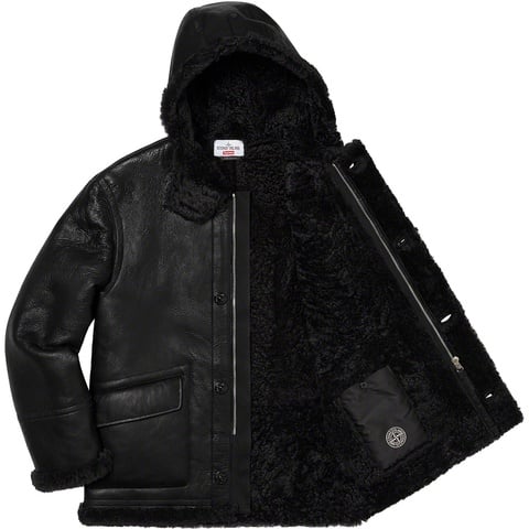 Supreme Supreme®/Stone Island® Hand-Painted Hooded Shearling Jacket - Black