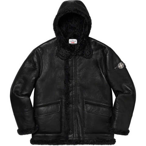Supreme®/Stone Island® Hand-Painted Hooded Shearling Jacket - Supreme