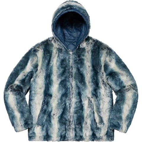 Supreme Faux Fur Reversible Hooded Jacket - Ice Blue