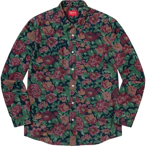 Supreme Digi Floral Corduroy Shirt - Navy