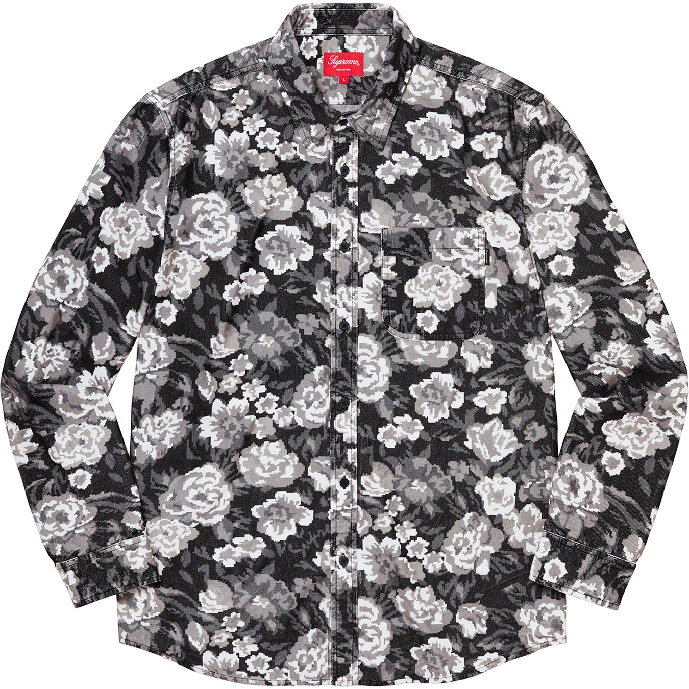 Supreme Digi Floral Corduroy Shirt (FW20) - Black - $128