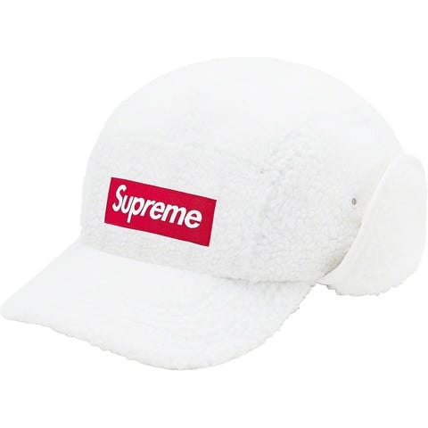 Supreme Deep Pile Earflap Camp Cap - White