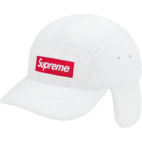 Supreme Deep Pile Earflap Camp Cap - White