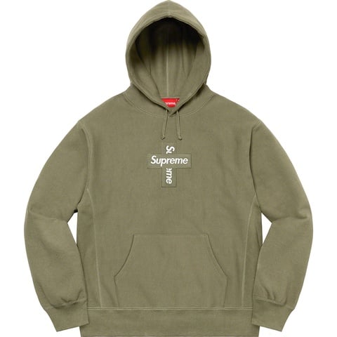Supreme Cross Box Logo Hooded Sweatshirt - Light Olive