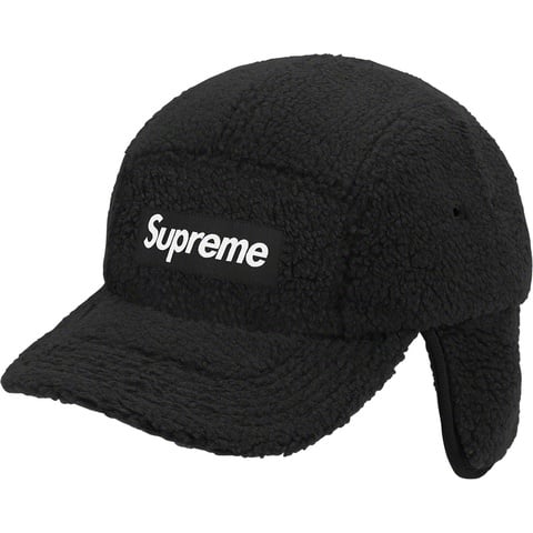 Supreme Deep Pile Earflap Camp Cap - Black