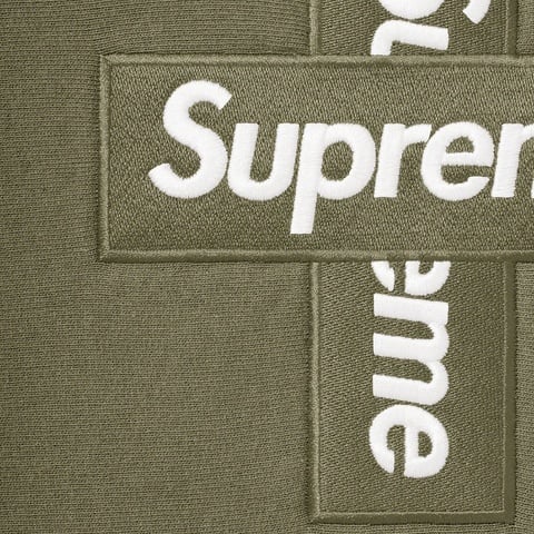 Supreme Cross Box Logo Hooded Sweatshirt - Light Olive
