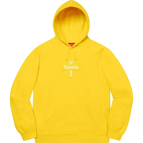 Supreme Cross Box Logo Hooded Sweatshirt - Lemon
