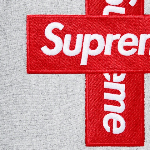 Supreme Cross Box Logo Hooded Sweatshirt - Heather Grey