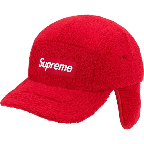 Supreme Deep Pile Earflap Camp Cap - Red
