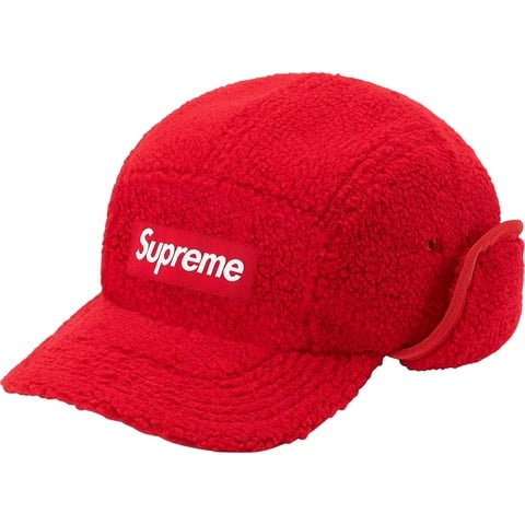 Supreme Deep Pile Earflap Camp Cap - Red