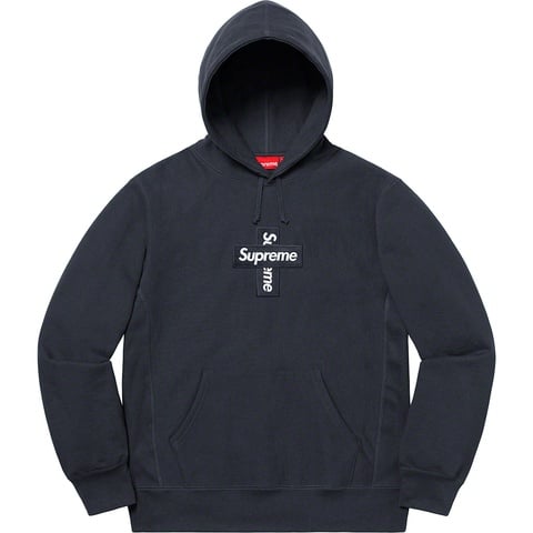Supreme Cross Box Logo Hooded Sweatshirt - Navy