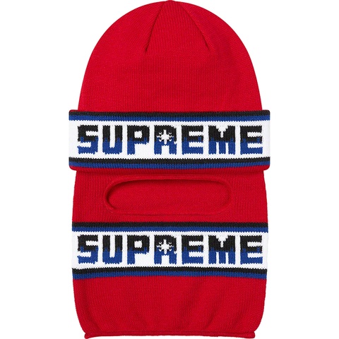 Supreme Double Logo Facemask Beanie - Red
