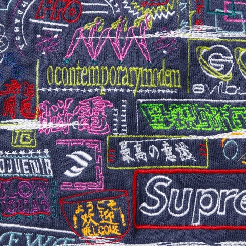 Supreme Globe Zip Up Hooded Sweatshirt - Navy