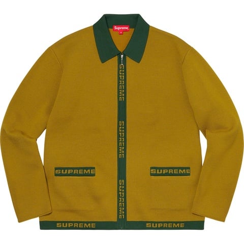 Supreme Logo Trim Zip Up Cardigan - Olive